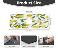 Tcoay 1 Pcs Faucet Handle Drip Catcher Tray Drying Mat, Faucet Wraparound Suction Pads，Patterned Exotic Lemon Tree Branches Yummy Delicious