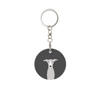 Tcoay 1 pcs Round Metal Keychain,Key Chain Ring Holder,Mini Pendant Crafts,Mini Pendant Crafts,Greyhound Italian Cute Whippet Dog