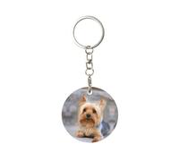 Tcoay 1 pcs Round Metal Keychain,Key Chain Ring Holder,Mini Pendant Crafts,Mini Pendant Crafts,Portrait Of A Miniature Yorkshire Terrier Yorkie Photo