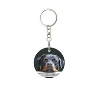 Tcoay 1 pcs Round Metal Keychain,Key Chain Ring Holder,Mini Pendant Crafts,Mini Pendant Crafts,Rottweiler Pets Dogs Rottweiler
