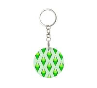 Tcoay 1 pcs Round Metal Keychain,Key Chain Ring Holder,Mini Pendant Crafts,Mini Pendant Crafts,The Sims Plumbob