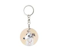 Tcoay 1 pcs Round Metal Keychain,Key Chain Ring Holder,Mini Pendant Crafts,Mini Pendant Crafts,Whippet Dog
