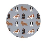Tcoay 8 in Round Mouse Pad, Non-Slip Rubber Base Mouse Pad,Waterproof Mouse Mat,Cavalier King Charles Spaniel Printed