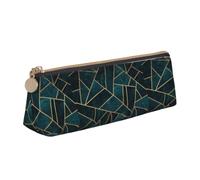 Tcoay Abstract Nature Emerald Green, Pencil Case Portable Triangle Pencil Pouch with Zipper PVC Leather Cosmetic Bag for Teens Adults