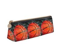 Tcoay Basketball Glass Breaking Window, Pencil Case Portable Triangle Pencil Pouch with Zipper PVC Leather Cosmetic Bag for Teens Adults