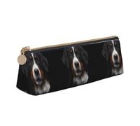 Tcoay Bernese Mountain Dog, Pencil Case Portable Triangle Pencil Pouch with Zipper PVC Leather Cosmetic Bag for Teens Adults