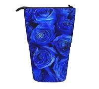 Tcoay Blue Rose,Standing Pencil Holder Stationery Bag Pencil Pouch Organizer Telescopic Pencil Case