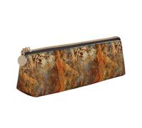 Tcoay Brown Rust Colorful Metal Rusty, Pencil Case Portable Triangle Pencil Pouch with Zipper PVC Leather Cosmetic Bag for Teens Adults