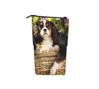 Tcoay Cavalier King Charles Spaniel,Standing Pencil Holder Stationery Bag Pencil Pouch Organizer Telescopic Pencil Case
