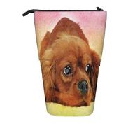 Tcoay Cavalier King Charles Spaniel,Standing Pencil Holder Stationery Bag Pencil Pouch Organizer Telescopic Pencil Case