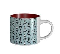 Tcoay Coffee Mugs Breakfast Oat Milk Cup Tea Cup Ceramic Mug Large,Greyhound Black Pet Dog,Red,One Size