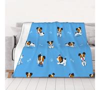 Tcoay Cute Jack Russell Terrier Dogs With Bones Pattern,Throw Blanket Soft Flannel Fleece Throw Blanket for Bed Sofa Travel,50"x40"