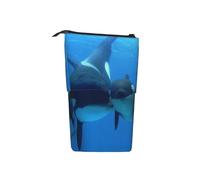 Tcoay Cute Shark Pattern, Killer Whale Pattern,Standing Pencil Holder Stationery Bag Pencil Pouch Organizer Telescopic Pencil Case