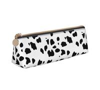Tcoay Dalmatian Dog Print Black Spot, Pencil Case Portable Triangle Pencil Pouch with Zipper PVC Leather Cosmetic Bag for Teens Adults