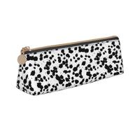 Tcoay Dalmatian Print Pattern, Pencil Case Portable Triangle Pencil Pouch with Zipper PVC Leather Cosmetic Bag for Teens Adults