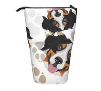 Tcoay Dog Paws Pattern Bernese Mountain Dog,Standing Pencil Holder Stationery Bag Pencil Pouch Organizer Telescopic Pencil Case