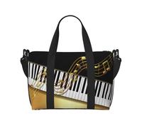 Tcoay Elegant Gold Notes Piano Key Black, Beach Bag For Women - Reusable Hand Travel Shoulder Bags