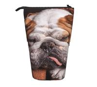 Tcoay English Bulldogs Muzzle Pets Sleeping Dogs,Standing Pencil Holder Stationery Bag Pencil Pouch Organizer Telescopic Pencil Case