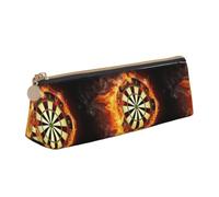 Tcoay Flaming Dartboard Fire Dart Board 3D, Pencil Case Portable Triangle Pencil Pouch with Zipper PVC Leather Cosmetic Bag for Teens Adults