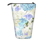 Tcoay Flowers Hydrangea White Navy Blue Gradient,Standing Pencil Holder Stationery Bag Pencil Pouch Organizer Telescopic Pencil Case