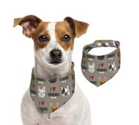 Tcoay Frenchie Dog I Love French Bulldogs Frenchie Face Medium Brown,Pet Bib Scarf Cats Dog Bandana Dogs Towel Bib Adjustable Pet Scarf,L
