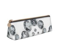 Tcoay Gems Diamond Jewelry Jewels Luxury Printed, Pencil Case Portable Triangle Pencil Pouch with Zipper PVC Leather Cosmetic Bag for Teens Adults