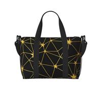 Tcoay Gold Black Stars Network Seamless Pattern, Beach Bag For Women - Reusable Hand Travel Shoulder Bags