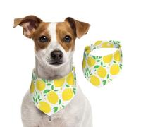Tcoay Green Leaf Yellow Lemon Pattern,Pet Bib Scarf Cats Dog Bandana Dogs Towel Bib Adjustable Pet Scarf,L