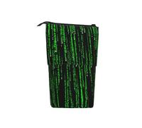 Tcoay Green Matrix,Standing Pencil Holder Stationery Bag Pencil Pouch Organizer Telescopic Pencil Case