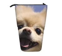 Tcoay Happy Pomeranian Printed,Standing Pencil Holder Stationery Bag Pencil Pouch Organizer Telescopic Pencil Case