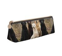 Tcoay Labrador Retrievers Dogs Black Golden White Brown, Pencil Case Portable Triangle Pencil Pouch with Zipper PVC Leather Cosmetic Bag for Teens Adults