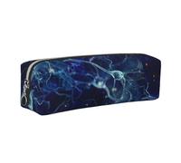 Tcoay Leather Cosmetic Pouch Bag Pencil Case Portable Cylindrical Pencil Pouch with Zipper,3D Brain Cell Neuron Neurology