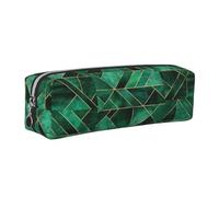 Tcoay Leather Cosmetic Pouch Bag Pencil Case Portable Cylindrical Pencil Pouch with Zipper,Abstract Nature - Emerald Green