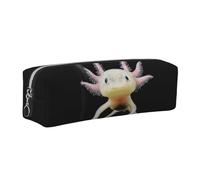 Tcoay Leather Cosmetic Pouch Bag Pencil Case Portable Cylindrical Pencil Pouch with Zipper,Axolotl Print