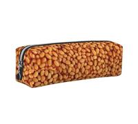 Tcoay Leather Cosmetic Pouch Bag Pencil Case Portable Cylindrical Pencil Pouch with Zipper,Baked Beans