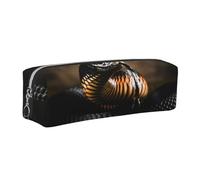 Tcoay Leather Cosmetic Pouch Bag Pencil Case Portable Cylindrical Pencil Pouch with Zipper,Black Mamba Snake Print