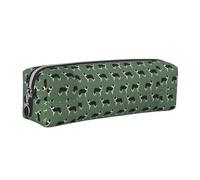 Tcoay Leather Cosmetic Pouch Bag Pencil Case Portable Cylindrical Pencil Pouch with Zipper,Border Collies Green Border Collie Collies
