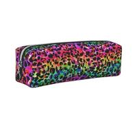 Tcoay Leather Cosmetic Pouch Bag Pencil Case Portable Cylindrical Pencil Pouch with Zipper,Bright Animals Watercolor