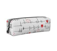 Tcoay Leather Cosmetic Pouch Bag Pencil Case Portable Cylindrical Pencil Pouch with Zipper,Calling Nurses White Heart Beat