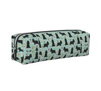 Tcoay Leather Cosmetic Pouch Bag Pencil Case Portable Cylindrical Pencil Pouch with Zipper,Cocker Spaniel with Coffees Black Cocker Spaniel Dog