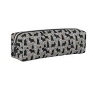 Tcoay Leather Cosmetic Pouch Bag Pencil Case Portable Cylindrical Pencil Pouch with Zipper,Cocker Spaniel with Coffees Black Cocker Spaniel Dog with Coffee Grey