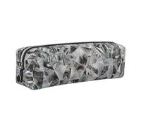 Tcoay Leather Cosmetic Pouch Bag Pencil Case Portable Cylindrical Pencil Pouch with Zipper,Diamond Texture Style Crystal