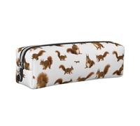 Tcoay Leather Cosmetic Pouch Bag Pencil Case Portable Cylindrical Pencil Pouch with Zipper,Eurasian Red Squirrels