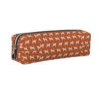 Tcoay Leather Cosmetic Pouch Bag Pencil Case Portable Cylindrical Pencil Pouch with Zipper,Jack Russell Terriers Orange Cute Dog Jack Russells