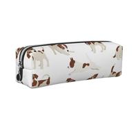 Tcoay Leather Cosmetic Pouch Bag Pencil Case Portable Cylindrical Pencil Pouch with Zipper,Jack Russell Terrier Dog Pattern