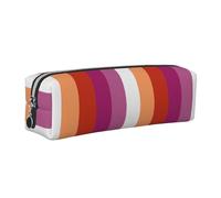 Tcoay Leather Cosmetic Pouch Bag Pencil Case Portable Cylindrical Pencil Pouch with Zipper,LGBT Gay Lesbian Flag