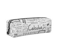 Tcoay Leather Cosmetic Pouch Bag Pencil Case Portable Cylindrical Pencil Pouch with Zipper,Math Geometry Geek Calculus