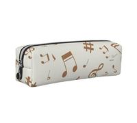 Tcoay Leather Cosmetic Pouch Bag Pencil Case Portable Cylindrical Pencil Pouch with Zipper,Musical Notes Music Pattern