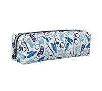 Tcoay Leather Cosmetic Pouch Bag Pencil Case Portable Cylindrical Pencil Pouch with Zipper,Police Equipments