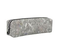 Tcoay Leather Cosmetic Pouch Bag Pencil Case Portable Cylindrical Pencil Pouch with Zipper,Quatrefoil Moroccan Mother of Pearl